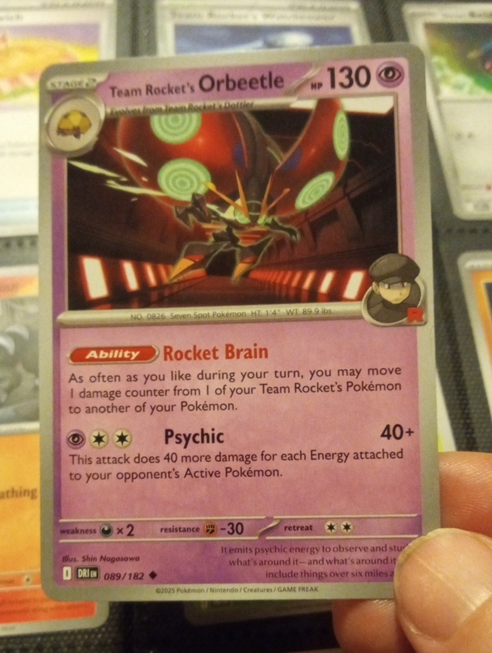 Pokemon Team Rocket's Orbeetle Psychic Card - Pink and Purple Art